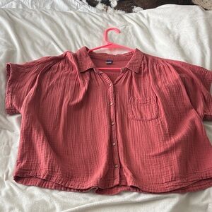 Old Navy Women's Button-Down Top in Dusty Rose